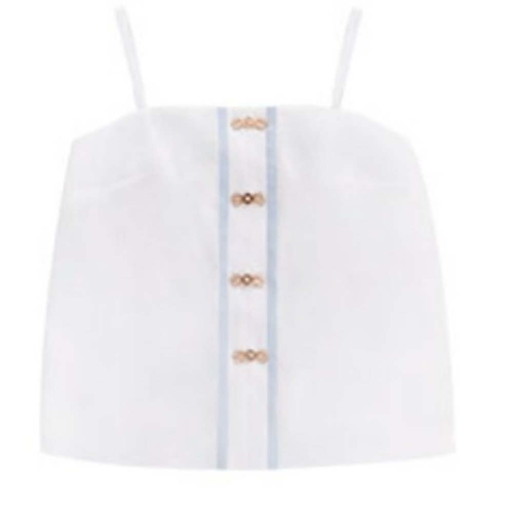 (Reserved) White hanfu faux button down camisole